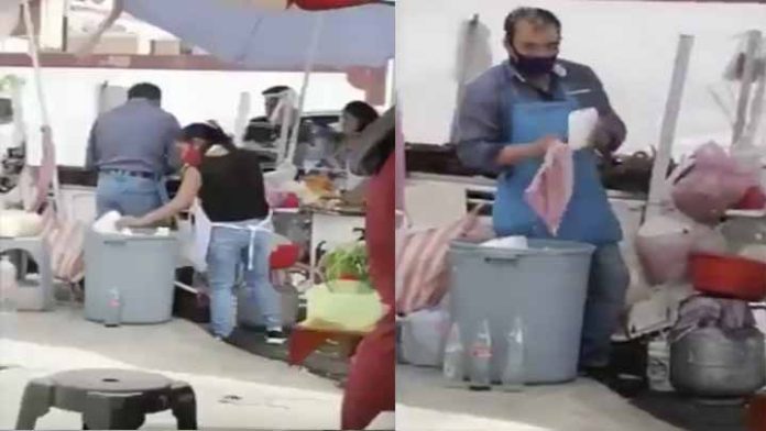 #Viral; Reutilizan platos sucios que sacan de la basura para su negocio de comida
