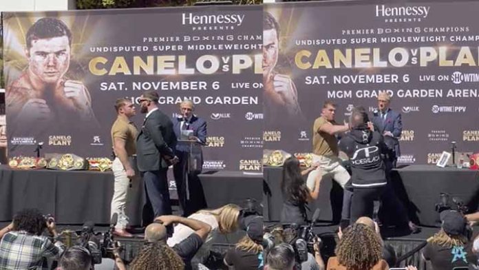 Rueda de prensa termina en golpes entre el Canelo y Plant