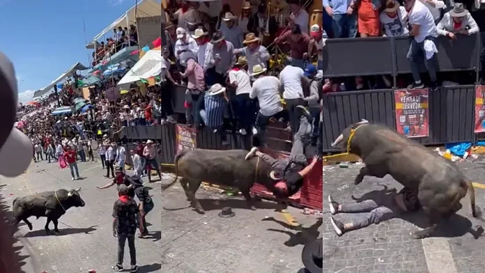 Imágenes fuertes: Toros de media tonelada casi matan a 20 en corrida de Tlaxcala