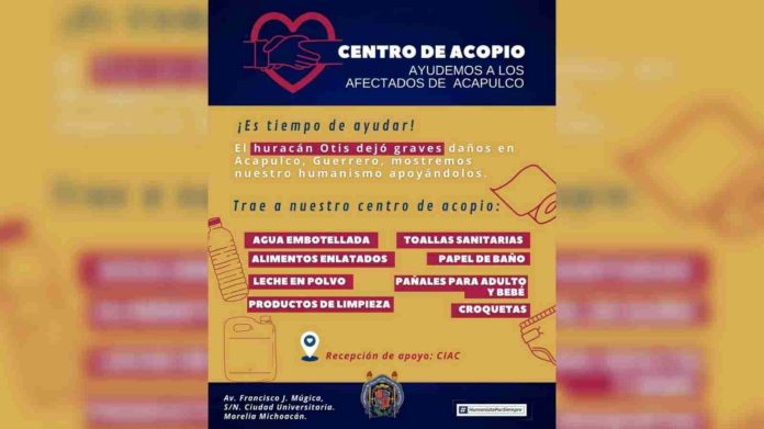 UMSNH tiene habilitado centro de acopio para apoyar a la población de Acapulco