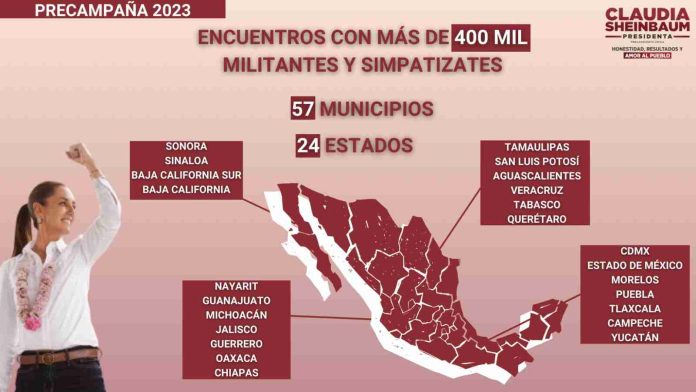 Claudia Sheinbaum termina el año con éxito: Durante su precampaña en 2023 se reunió con más de 400 mil militantes y simpatizantes