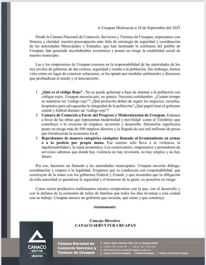 Empresarios cuestionan al alcalde Carlos Manzo