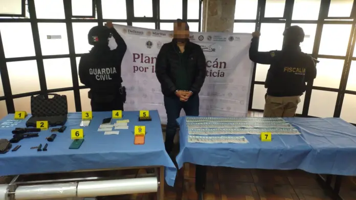 Aseguran metanfetamina, arma de fuego y detienen a un hombre en Morelia: SSP